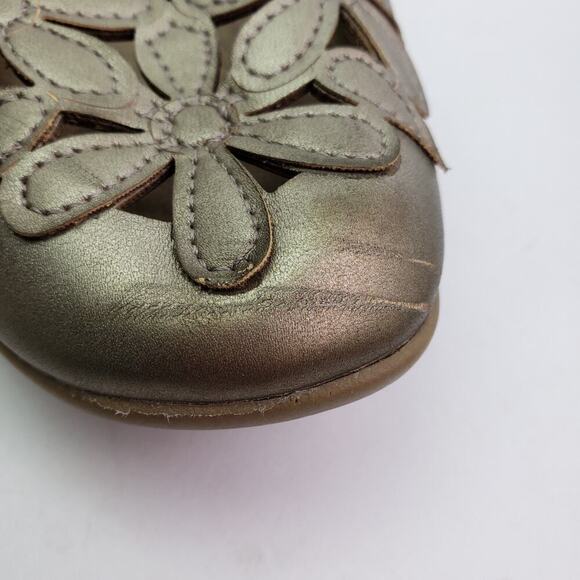 Earth Spirit Womens Size 10 Tan Gold Floral Design Slip On Ballet Flats Shoes - Picture 9 of 12